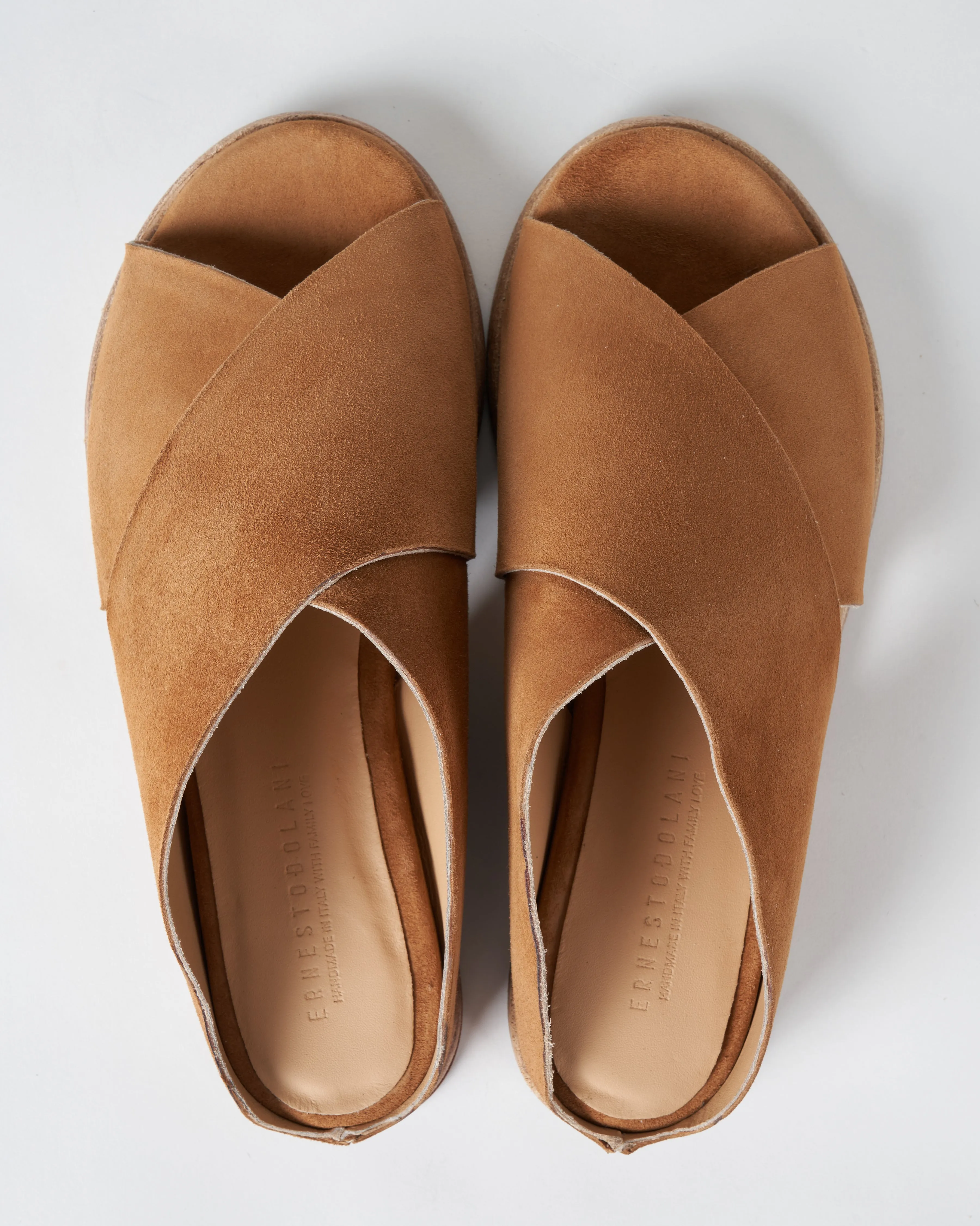crossover flat sandal - camoscio sella