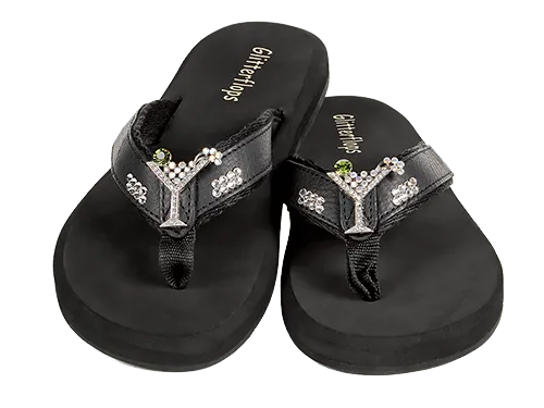 Crystal and Comfort - Martini Flip Flops