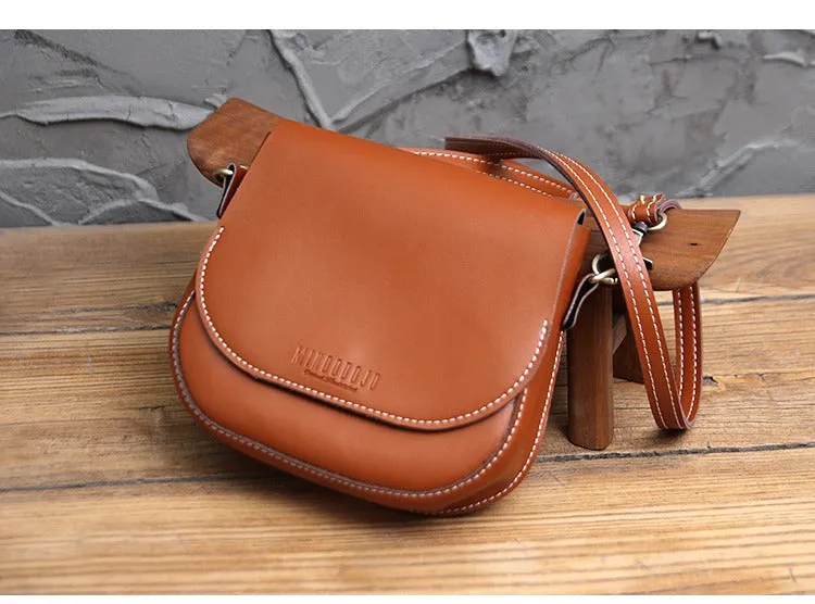 Cute Black LEATHER Flip Side Bag Handmade WOMEN Saddle Phone Crossbody BAG Purse FOR WOMEN