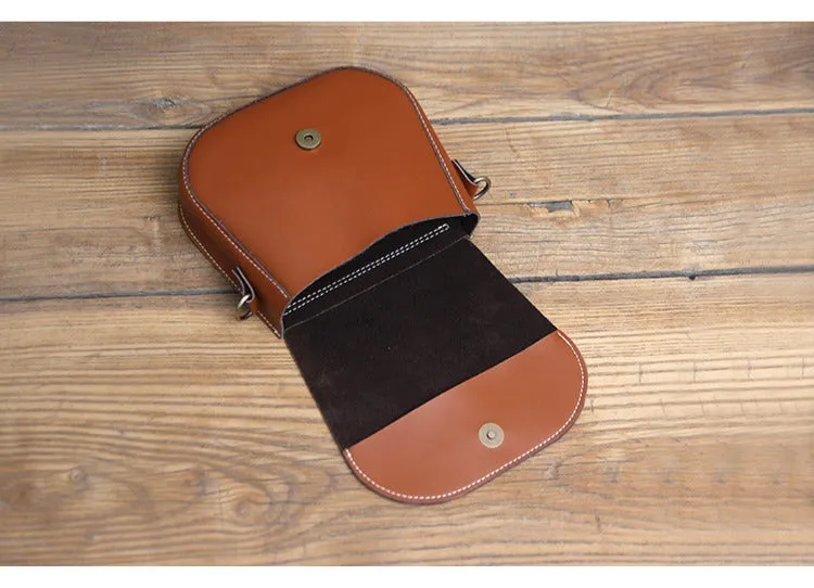 Cute Black LEATHER Flip Side Bag Handmade WOMEN Saddle Phone Crossbody BAG Purse FOR WOMEN