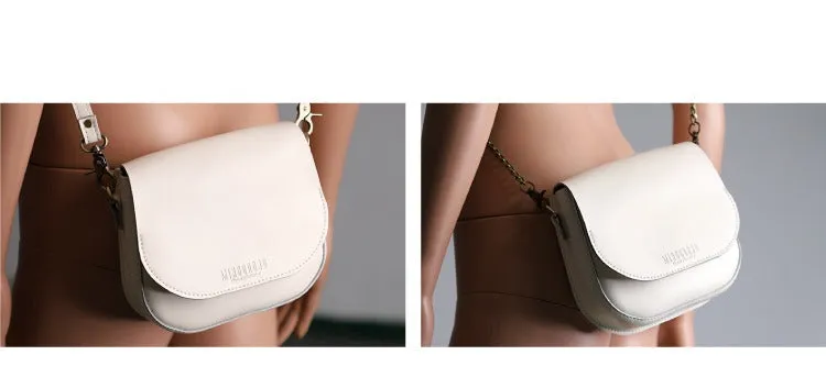 Cute Black LEATHER Flip Side Bag Handmade WOMEN Saddle Phone Crossbody BAG Purse FOR WOMEN
