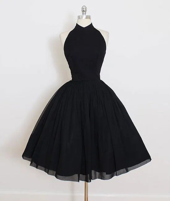 Cute black short prom dress, black homecoming dress