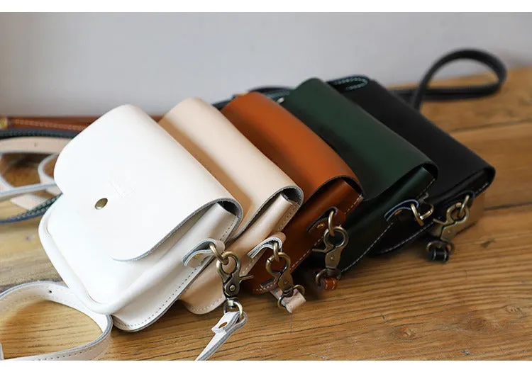 Cute Green LEATHER Flip Side Bag Handmade WOMEN Phone Crossbody BAG Purse FOR WOMEN