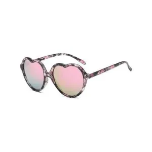Cute Heart Frame Flat Lens Sunglasses - Pink