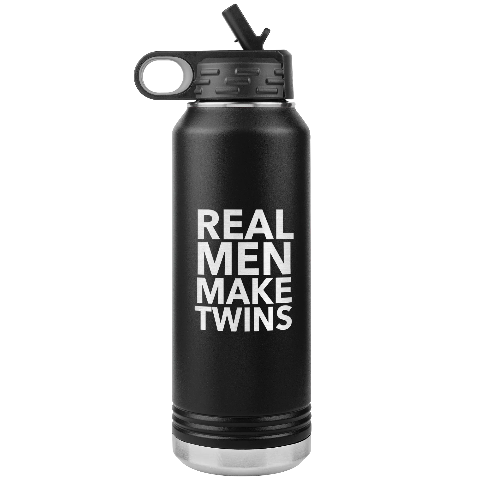 Dad of Twins Gift for Father's Day Real Men Make Twins Funny Water Bottle Insulated Tumbler 32oz BPA Free