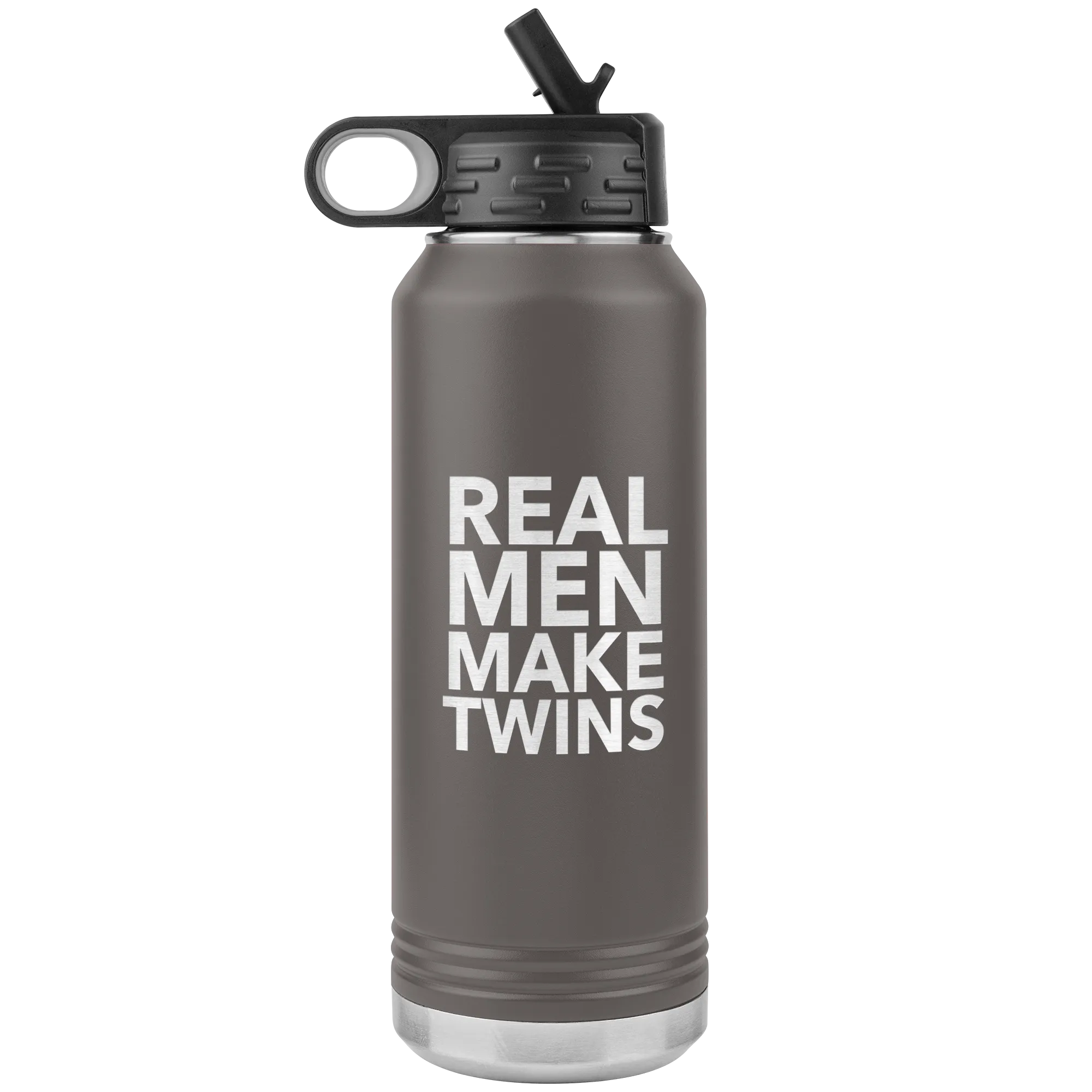 Dad of Twins Gift for Father's Day Real Men Make Twins Funny Water Bottle Insulated Tumbler 32oz BPA Free