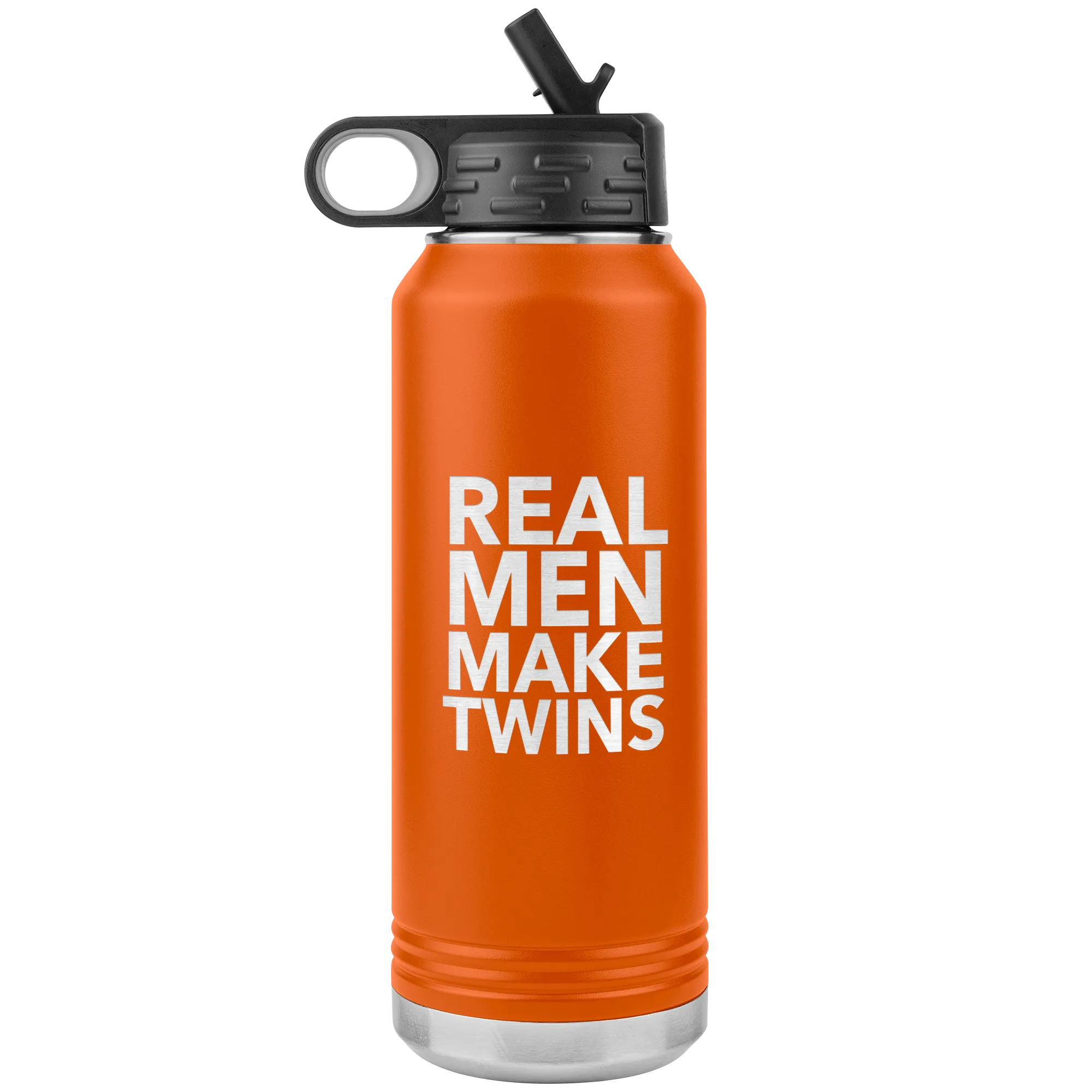 Dad of Twins Gift for Father's Day Real Men Make Twins Funny Water Bottle Insulated Tumbler 32oz BPA Free