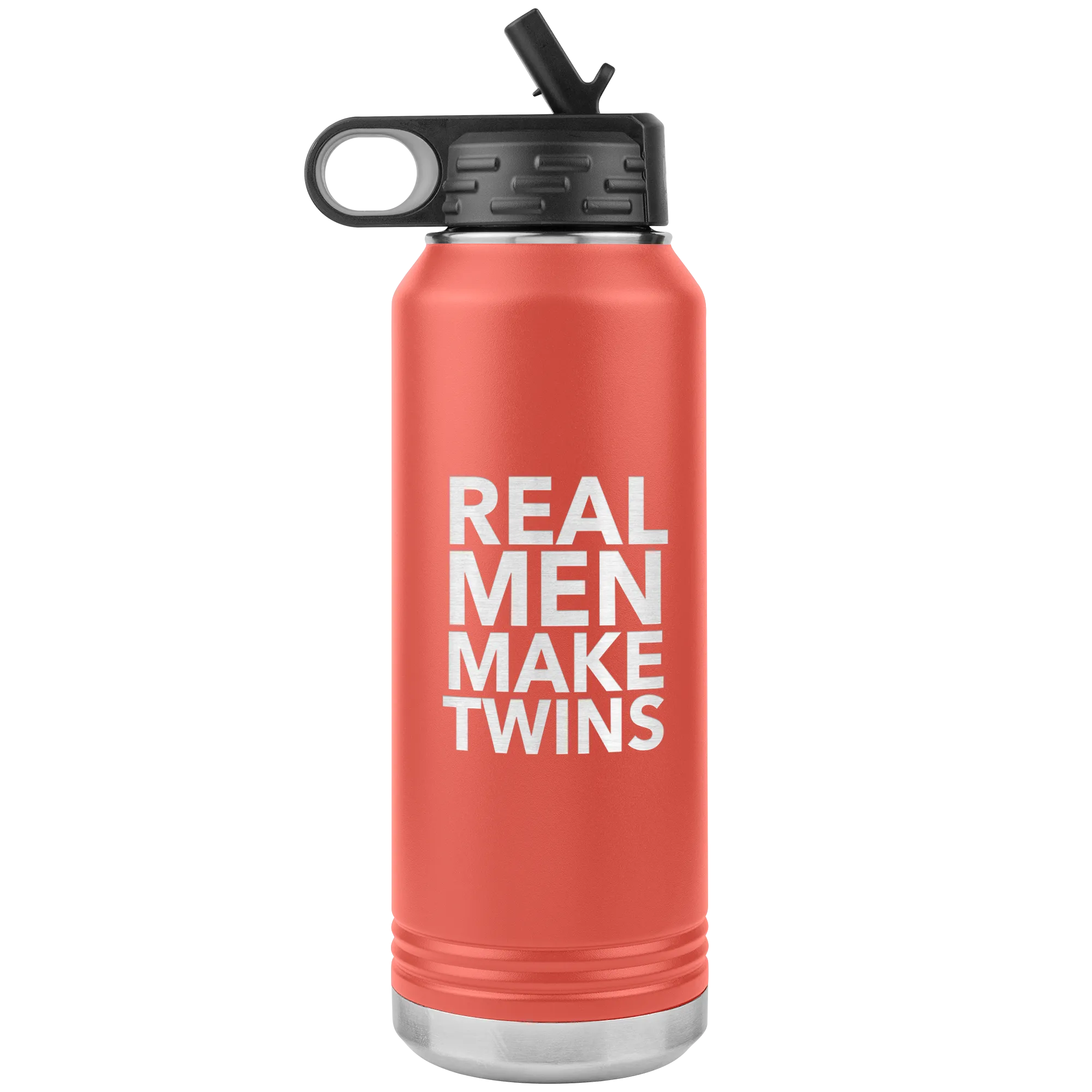Dad of Twins Gift for Father's Day Real Men Make Twins Funny Water Bottle Insulated Tumbler 32oz BPA Free