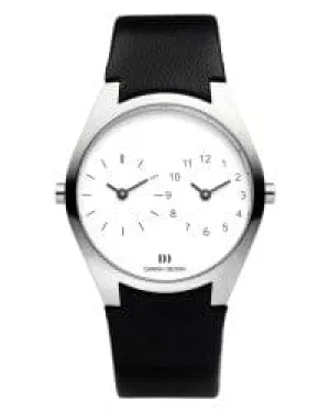 Danish Design Black Leather Band Stainless Steel Men's Watch