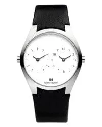 Danish Design Black Leather Band Stainless Steel Men's Watch