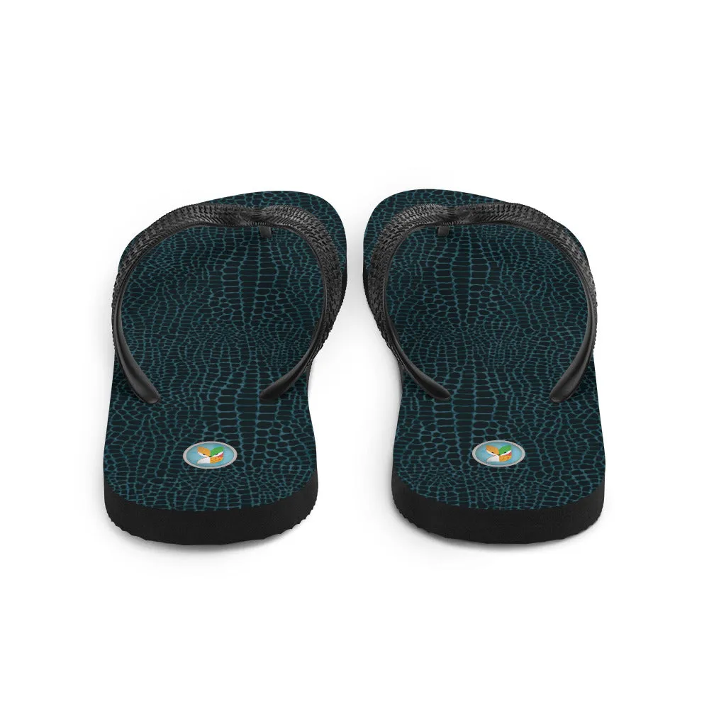 Dark Blue Snakeskin - Flip-Flops