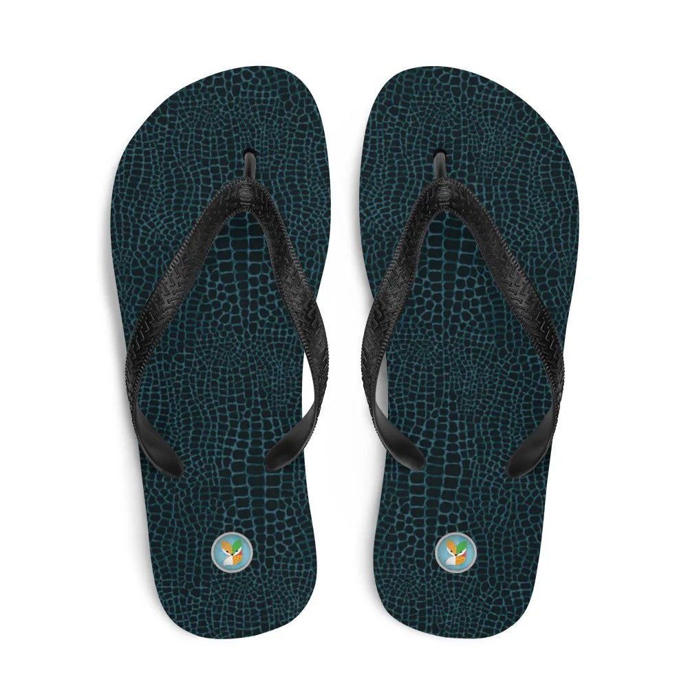 Dark Blue Snakeskin - Flip-Flops