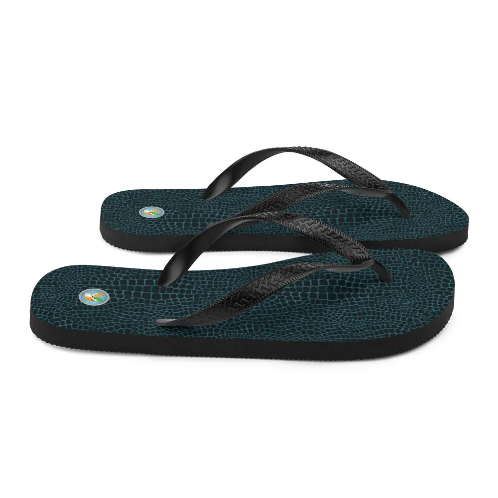 Dark Blue Snakeskin - Flip-Flops