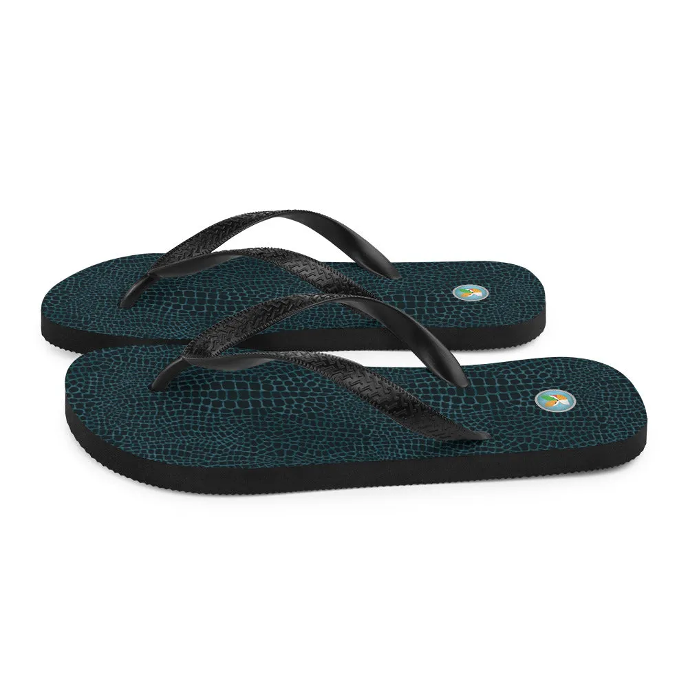 Dark Blue Snakeskin - Flip-Flops