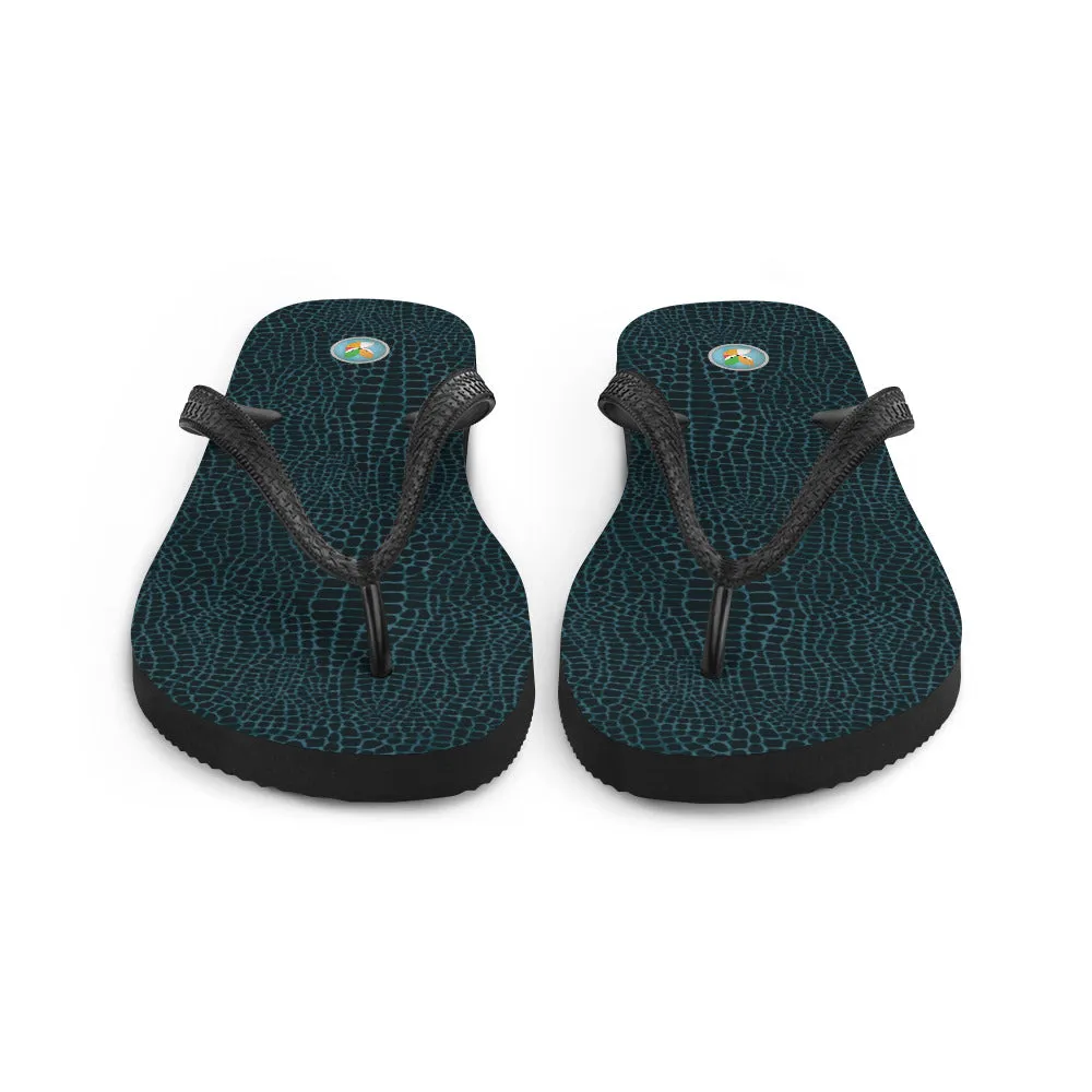 Dark Blue Snakeskin - Flip-Flops