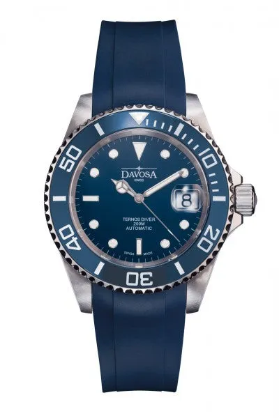 Davosa Swiss Original Ternos Ceramic Blue Rubber Band 20mm 169.555.45