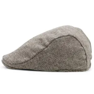 Dense Plaid Flat Hat - Coffee