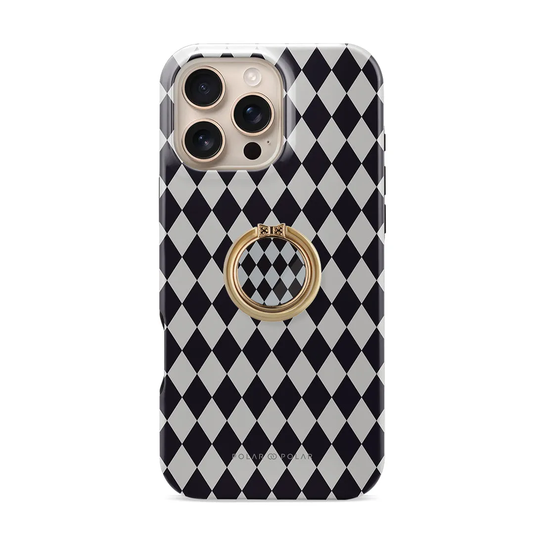 Diamond Black Checker Phone Ring Holder  (Non-MagSafe)
