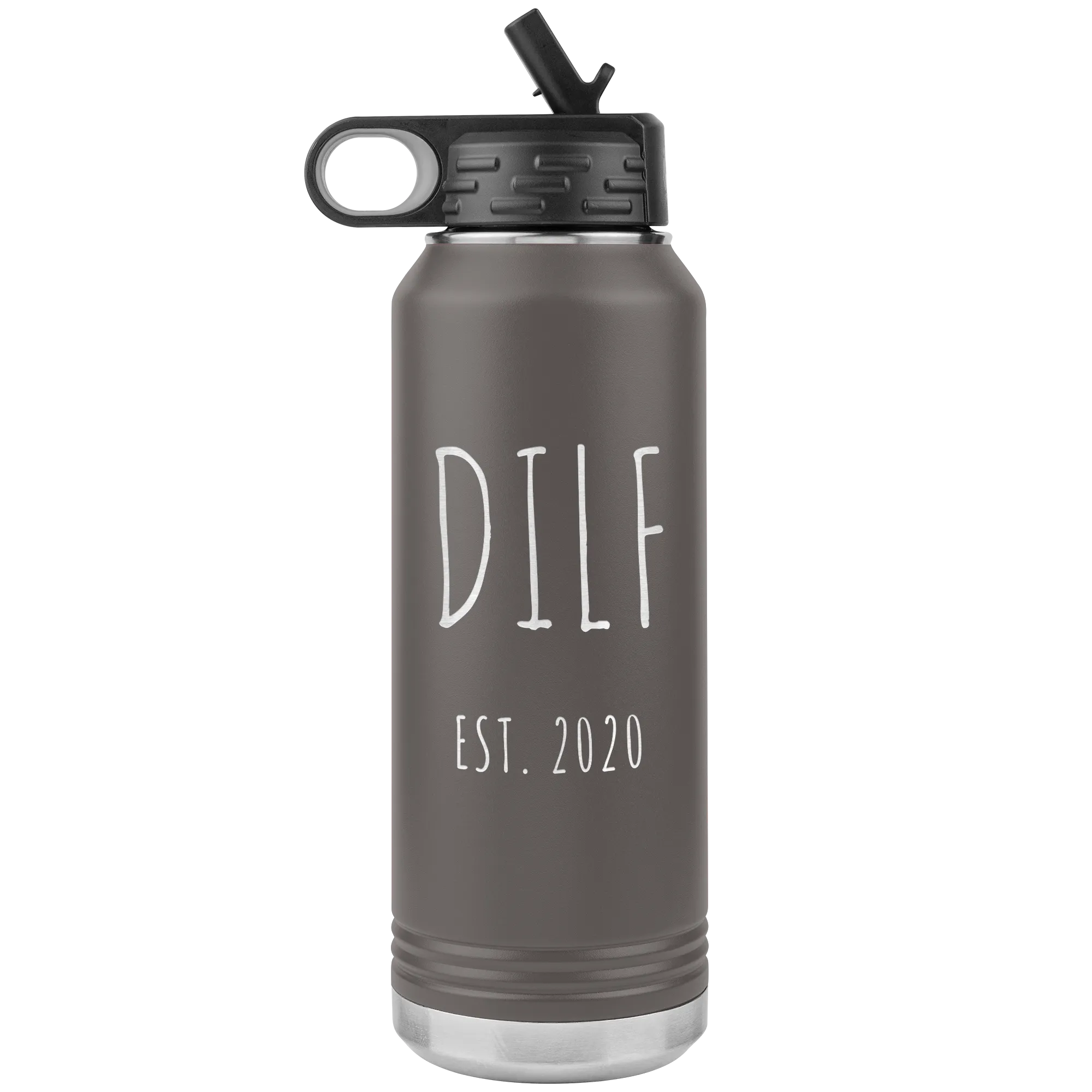 DILF Est. 2020 Water Bottle Present For New Dad Expecting Dad Gag Gifts Funny New Father Future Dad to Be Insulated 32oz BPA Free