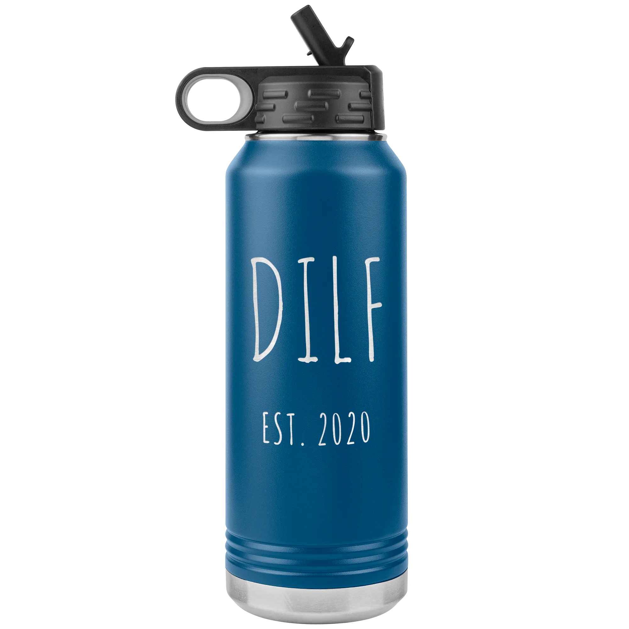 DILF Est. 2020 Water Bottle Present For New Dad Expecting Dad Gag Gifts Funny New Father Future Dad to Be Insulated 32oz BPA Free