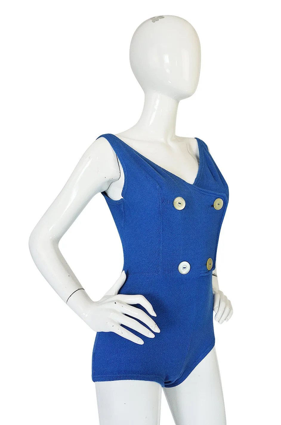 Documented 1953 Rudi Gernreich Blue Knit Bathing Suit