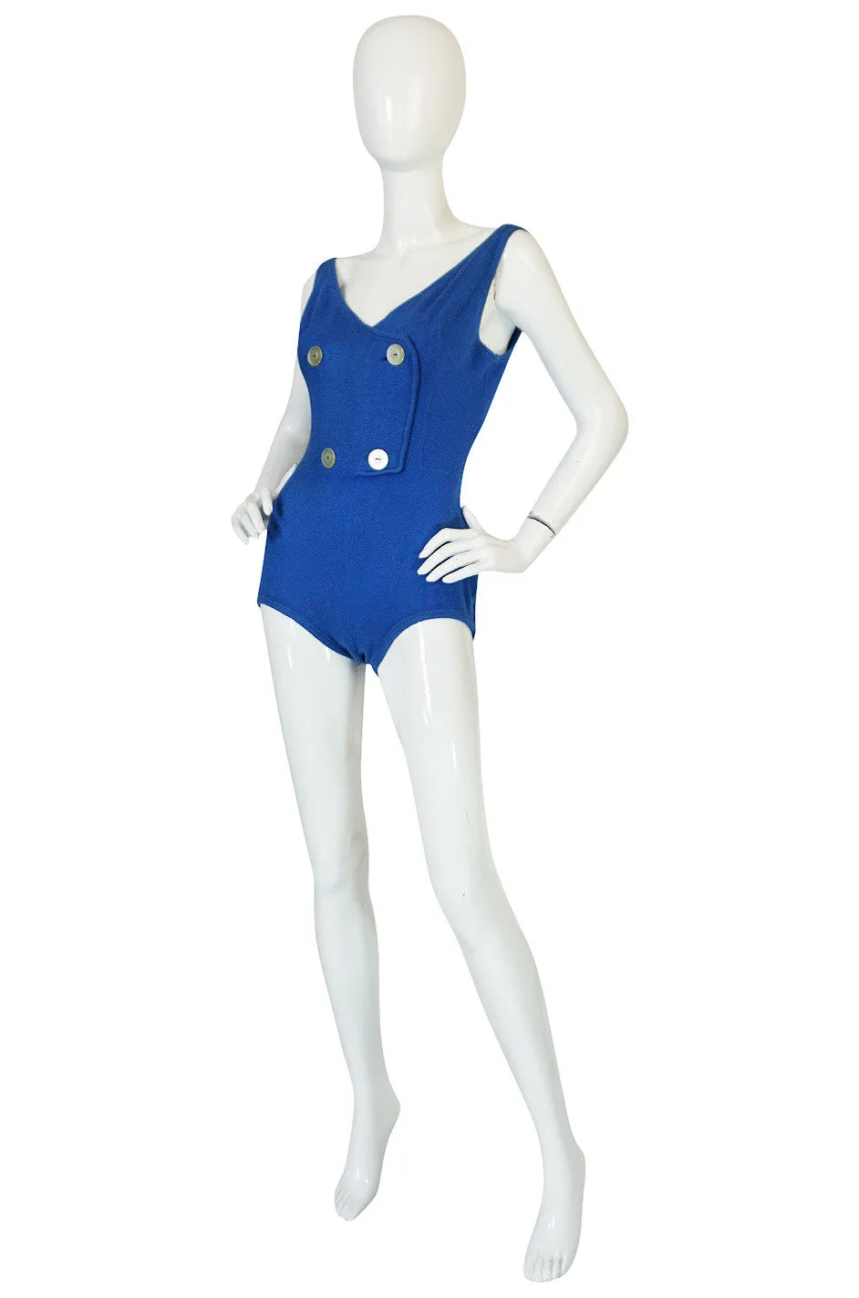Documented 1953 Rudi Gernreich Blue Knit Bathing Suit