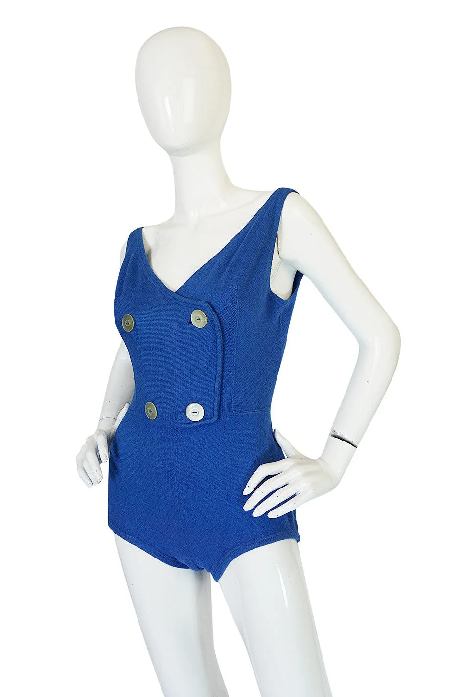 Documented 1953 Rudi Gernreich Blue Knit Bathing Suit