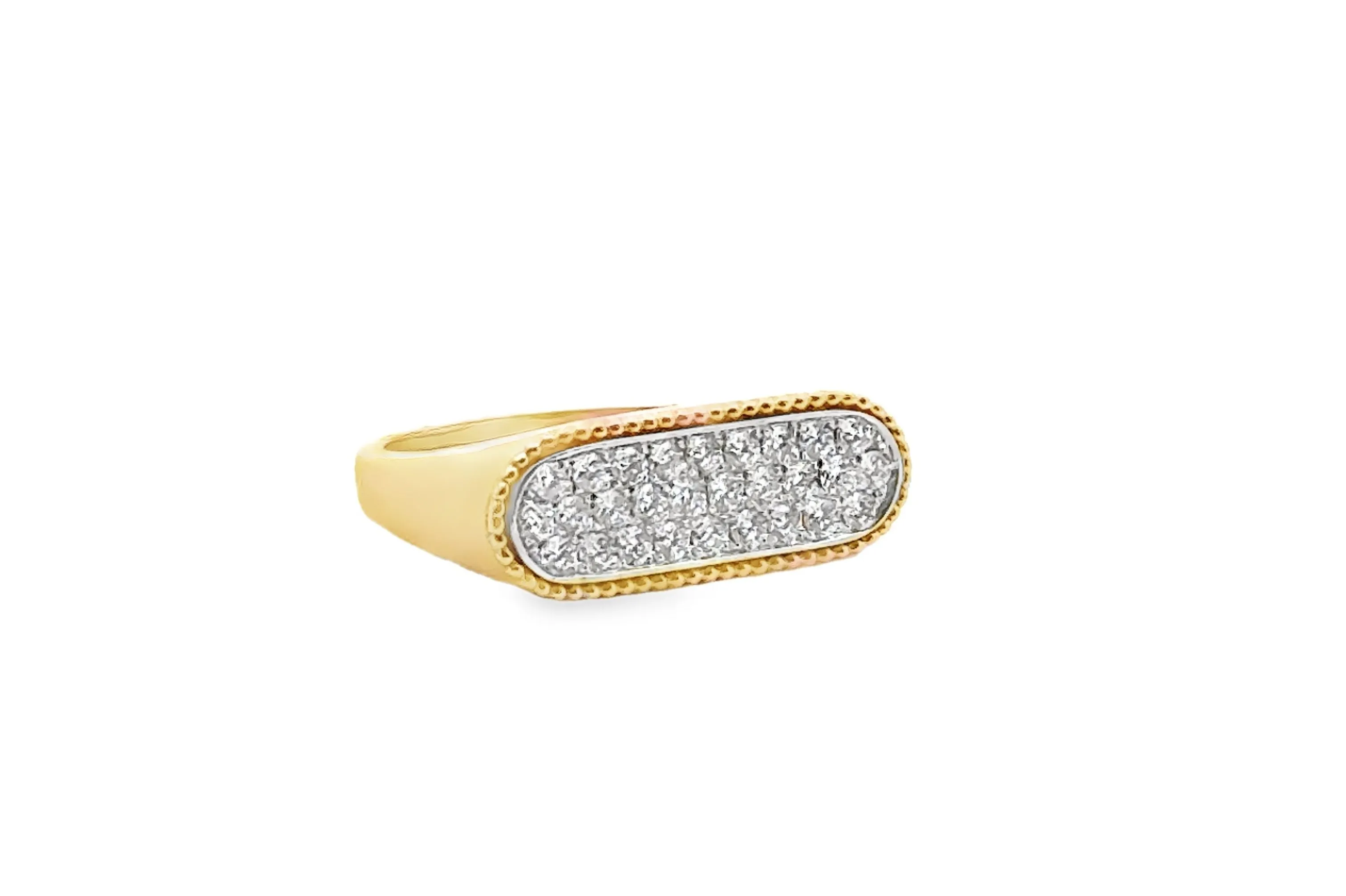Doves Two-Tone Flat Top Pave Diamond Ring