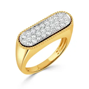 Doves Two-Tone Flat Top Pave Diamond Ring