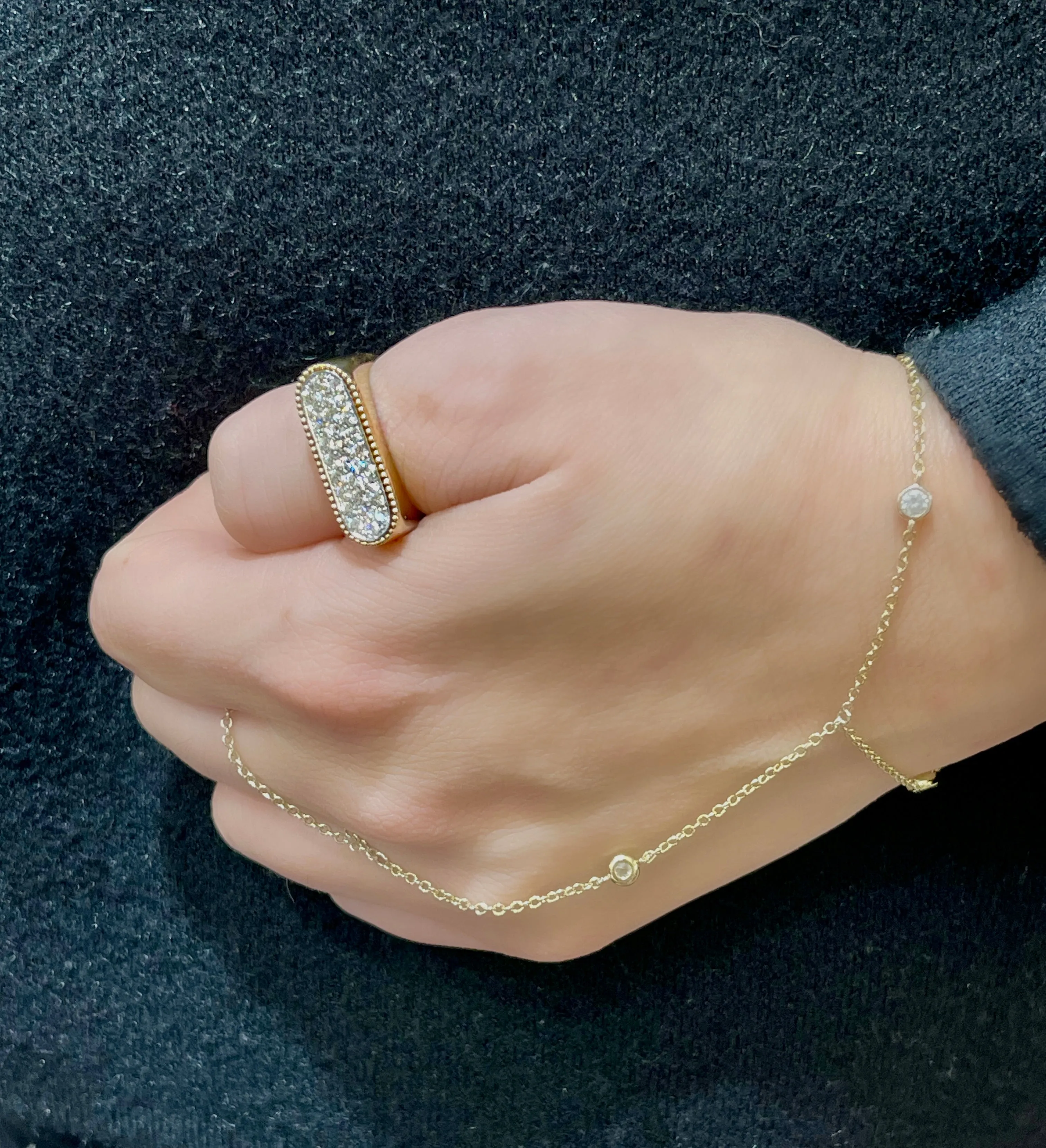 Doves Two-Tone Flat Top Pave Diamond Ring