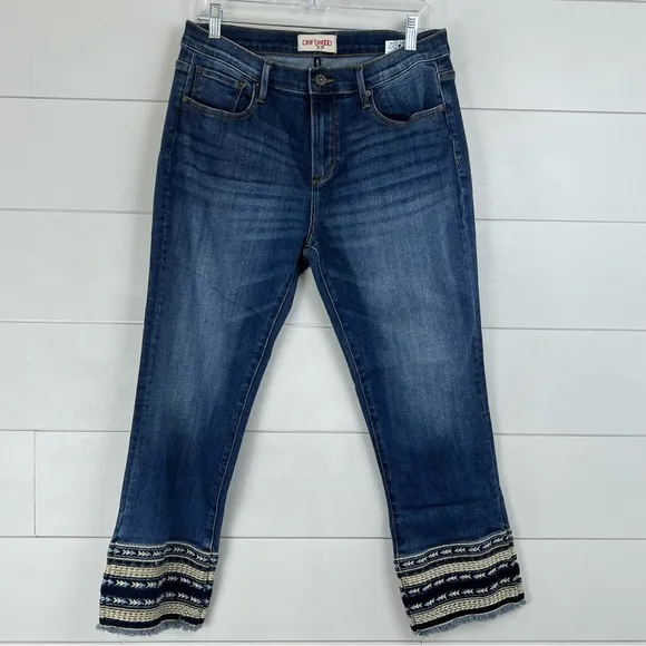 DRIFTWOOD Colette Women’s‎ Size 31 Embroidered Hem Crop Jeans