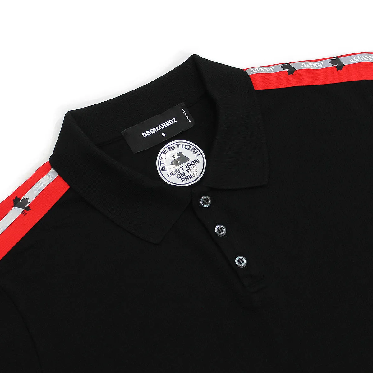DSQUARED2 - Leaf Tape Polo Shirt in Black