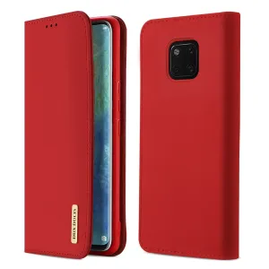 DUX DUCIS For Huawei MATE 20 pro Luxury Genuine Leather Magnetic Flip Cover Full Protective Case with Bracket Card Slot red_Huawei MATE 20 pro