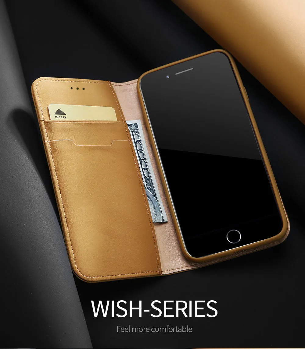 DUX DUCIS For iPhone 7 Plus/8Plus Luxury Genuine Leather Magnetic Flip Cover Full Protective Case with Bracket Card Slot black