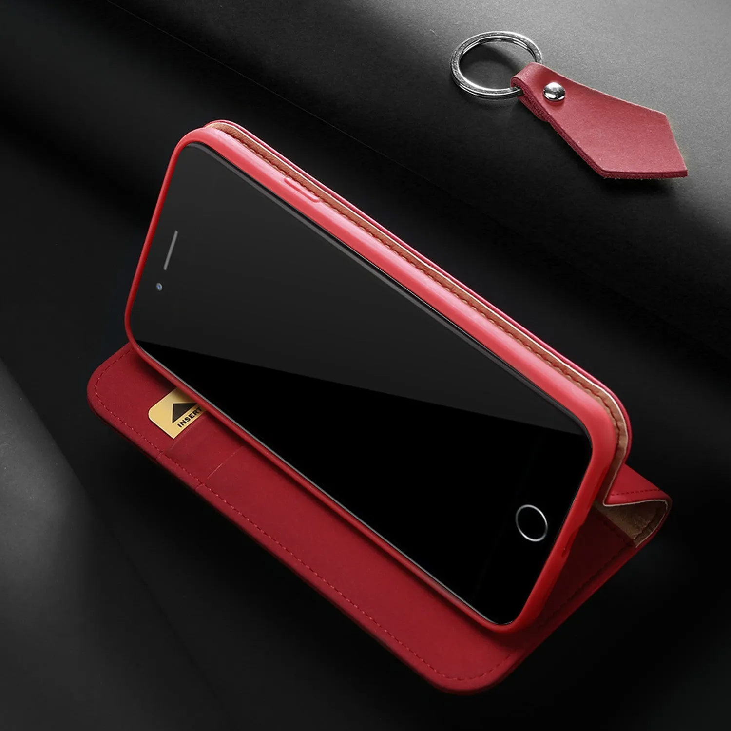 DUX DUCIS For iPhone 7 Plus/8Plus Luxury Genuine Leather Magnetic Flip Cover Full Protective Case with Bracket Card Slot black