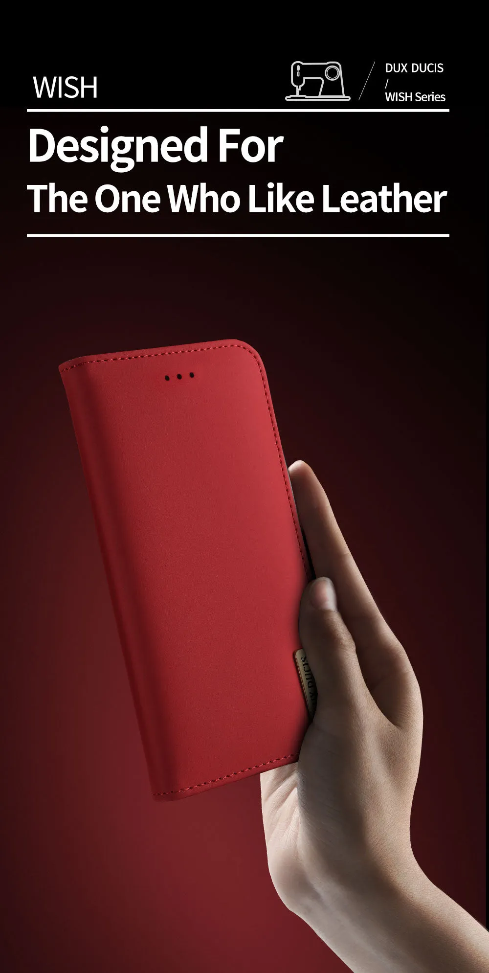 DUX DUCIS For iPhone 7 Plus/8Plus Luxury Genuine Leather Magnetic Flip Cover Full Protective Case with Bracket Card Slot red