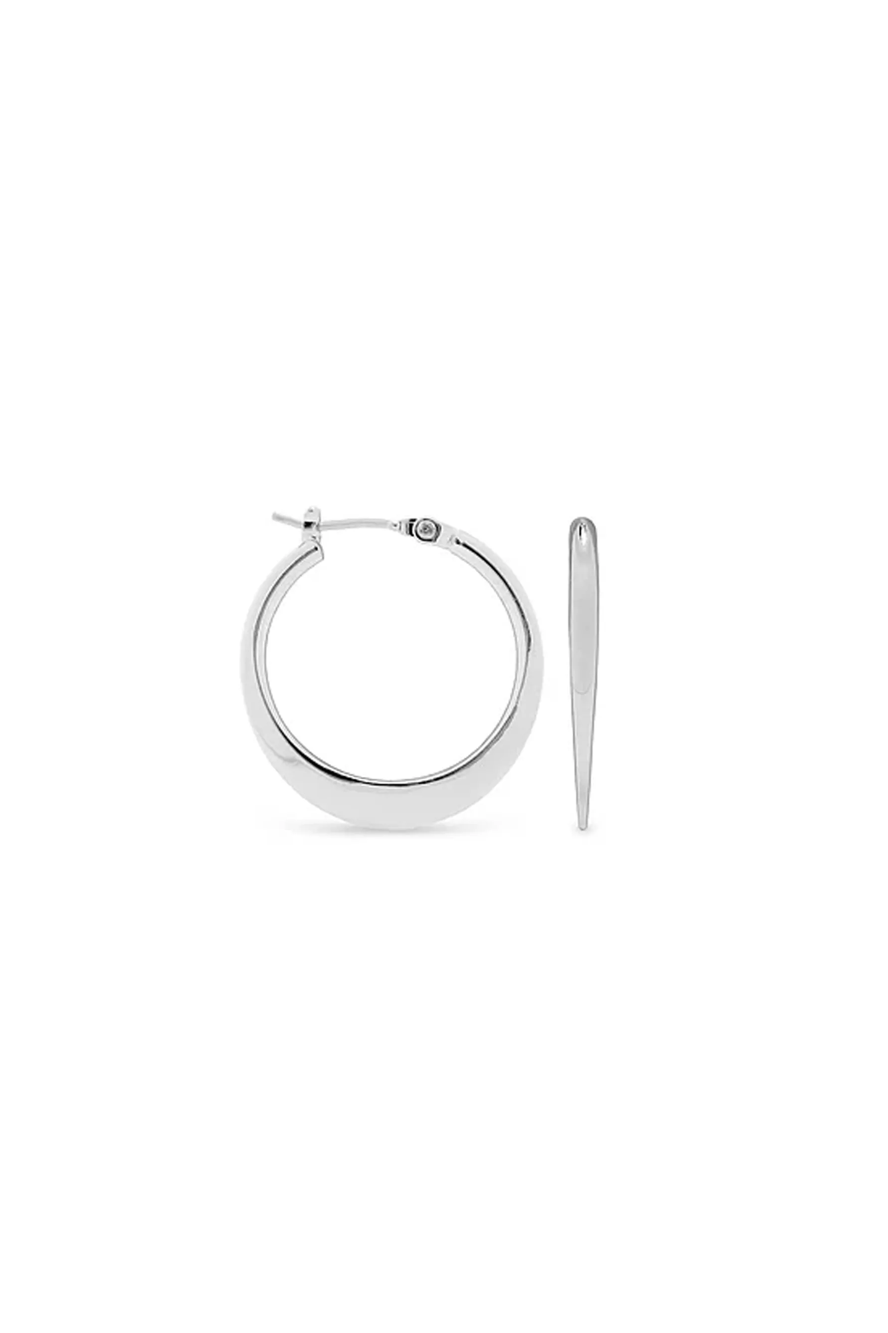 EarSense F355 20mm Silver Flat Edged Click Hoops