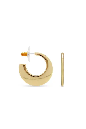 EarSense F413 Gold Flat Crescent Stud Hoops