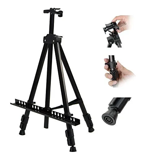 Easel Stand for Painting - Adjustable Height Painting Easel with Bag - Tabletop Art Easel for Painting Canvas Stand, Poster Stand & Wedding Signs Stand - Metal Tripod - 21x66 inches