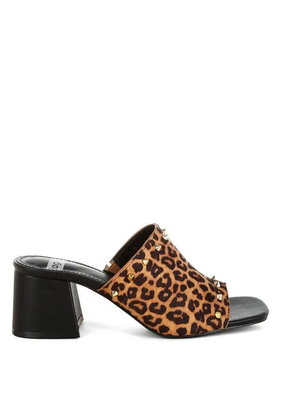Edama Leopard Print Studded Slip On