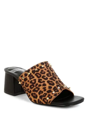 Edama Leopard Print Studded Slip On