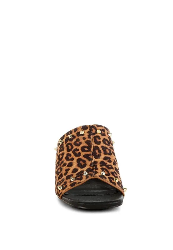 Edama Leopard Print Studded Slip On
