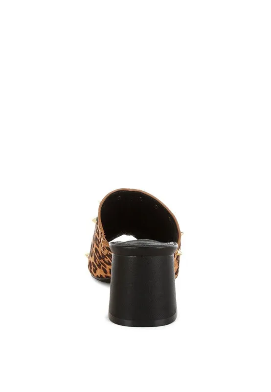 Edama Leopard Print Studded Slip On