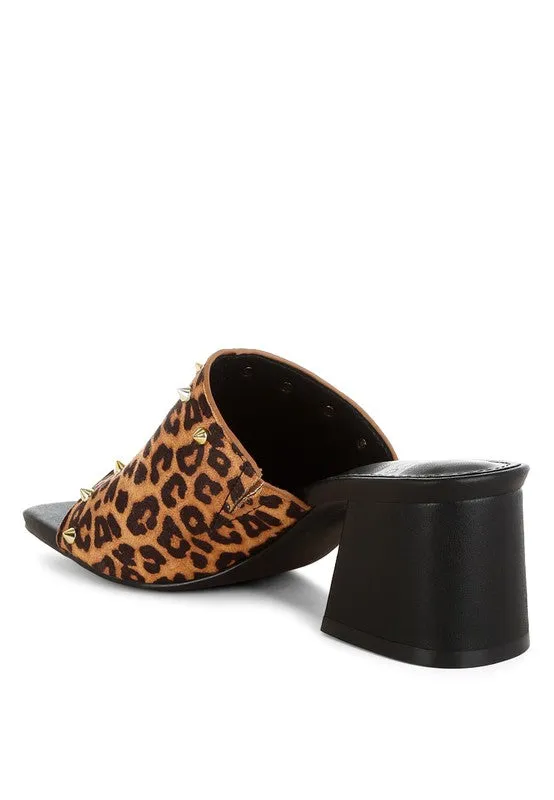 Edama Leopard Print Studded Slip On