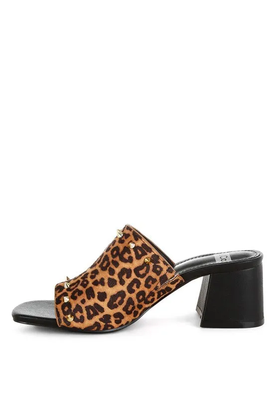 Edama Leopard Print Studded Slip On