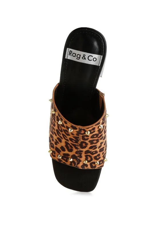 Edama Leopard Print Studded Slip On