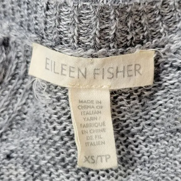 Eileen Fisher Linen V-Neck Sweater Marled Grey XS