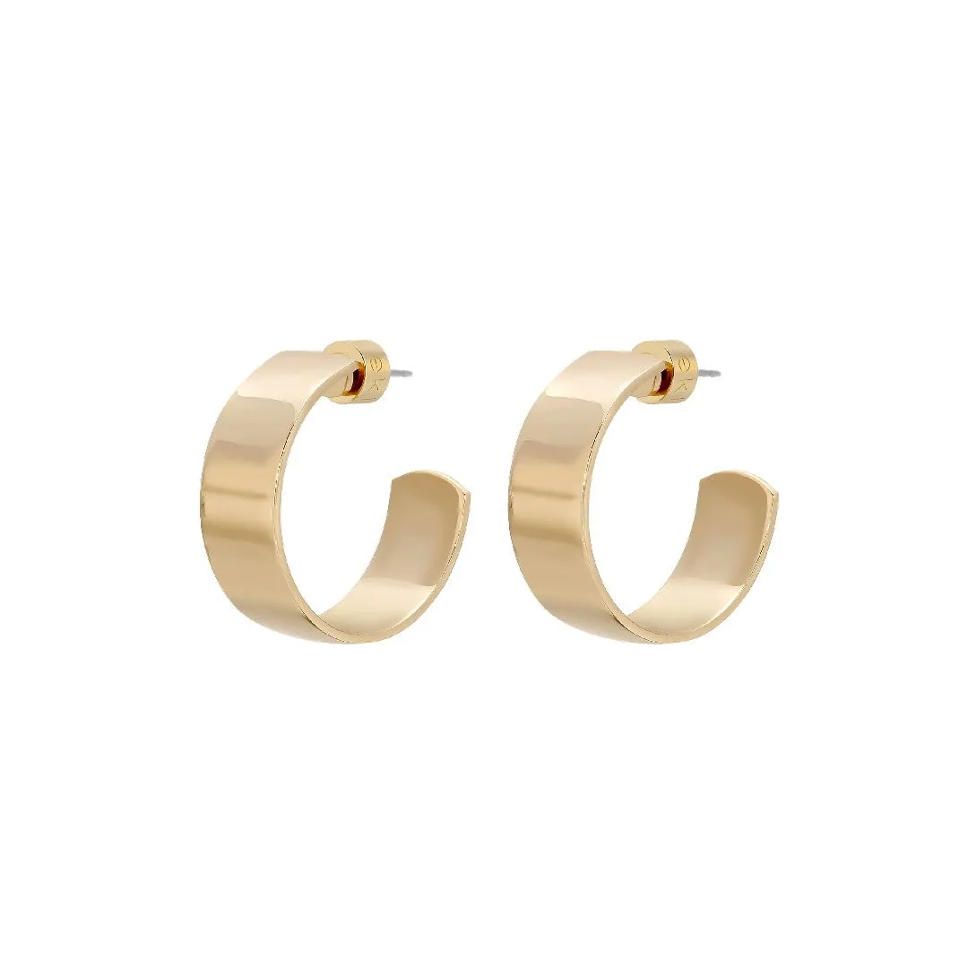 Eklexic Skylar 1" Flat Post Hoops in Gold