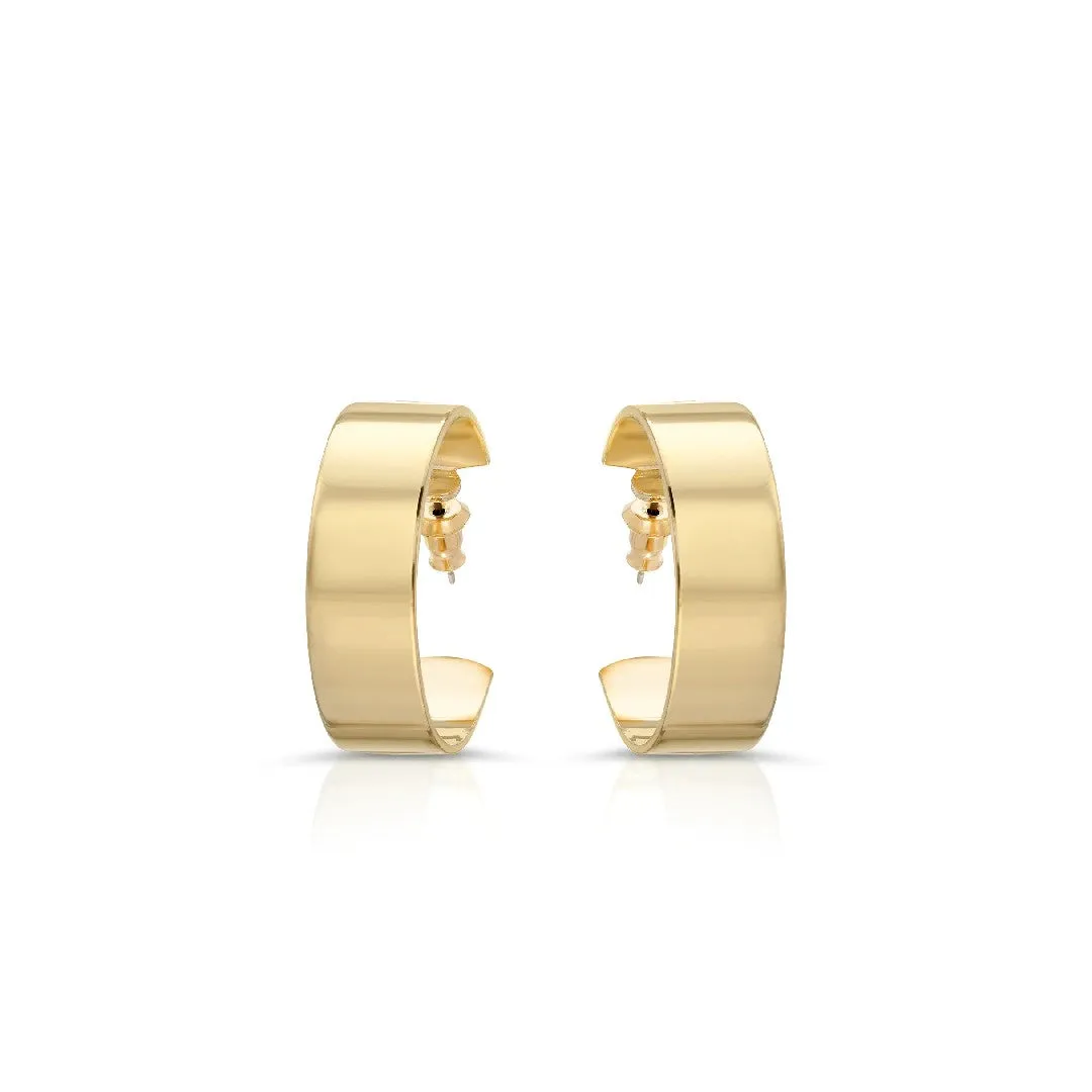 Eklexic Skylar 1" Flat Post Hoops in Gold