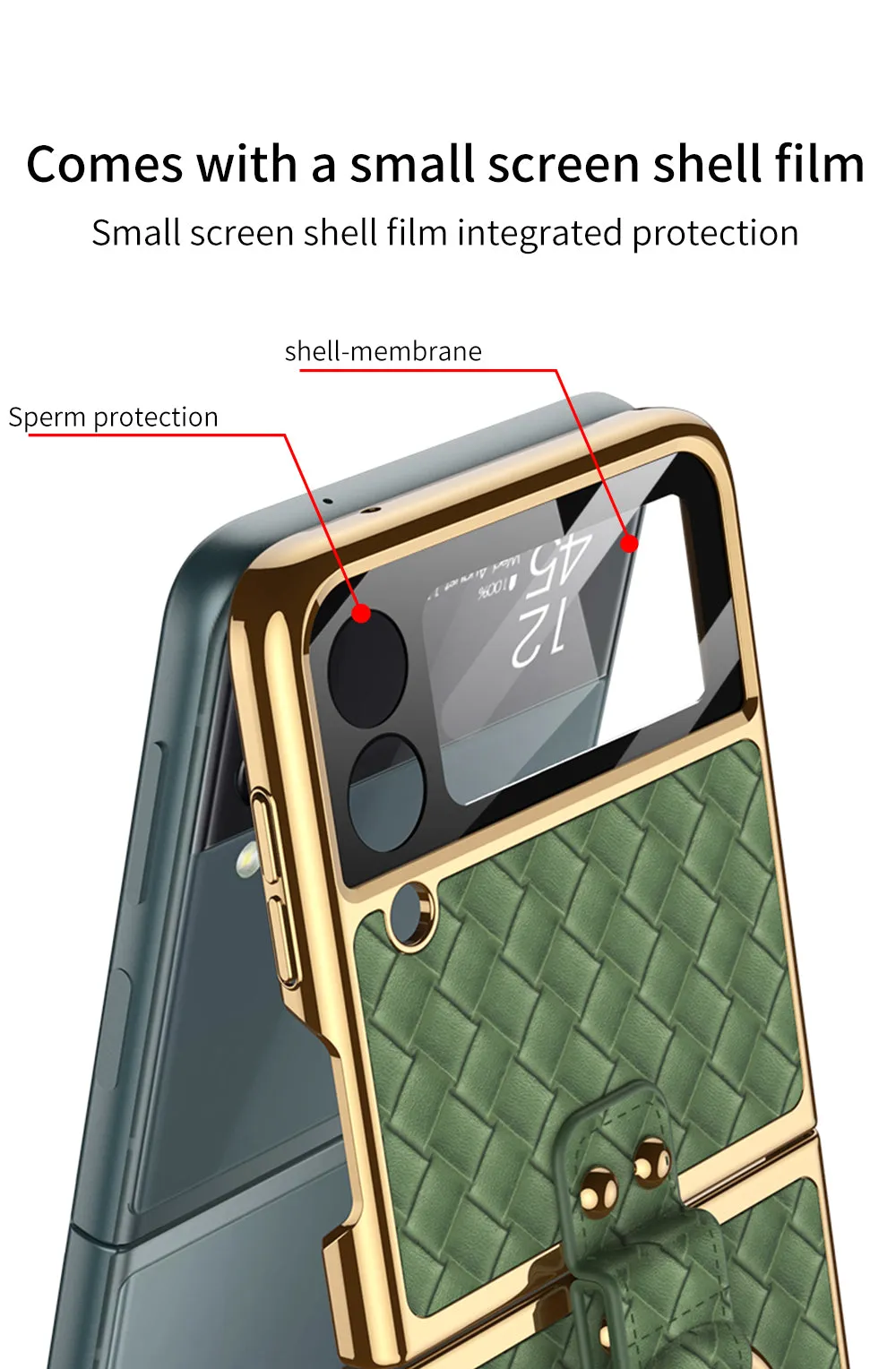 Electroplated Braided Leather Case For Samsung Galaxy Z Flip 3 5G Back Tempered Glass Phone Cover For Galaxy Z Flip3 Case